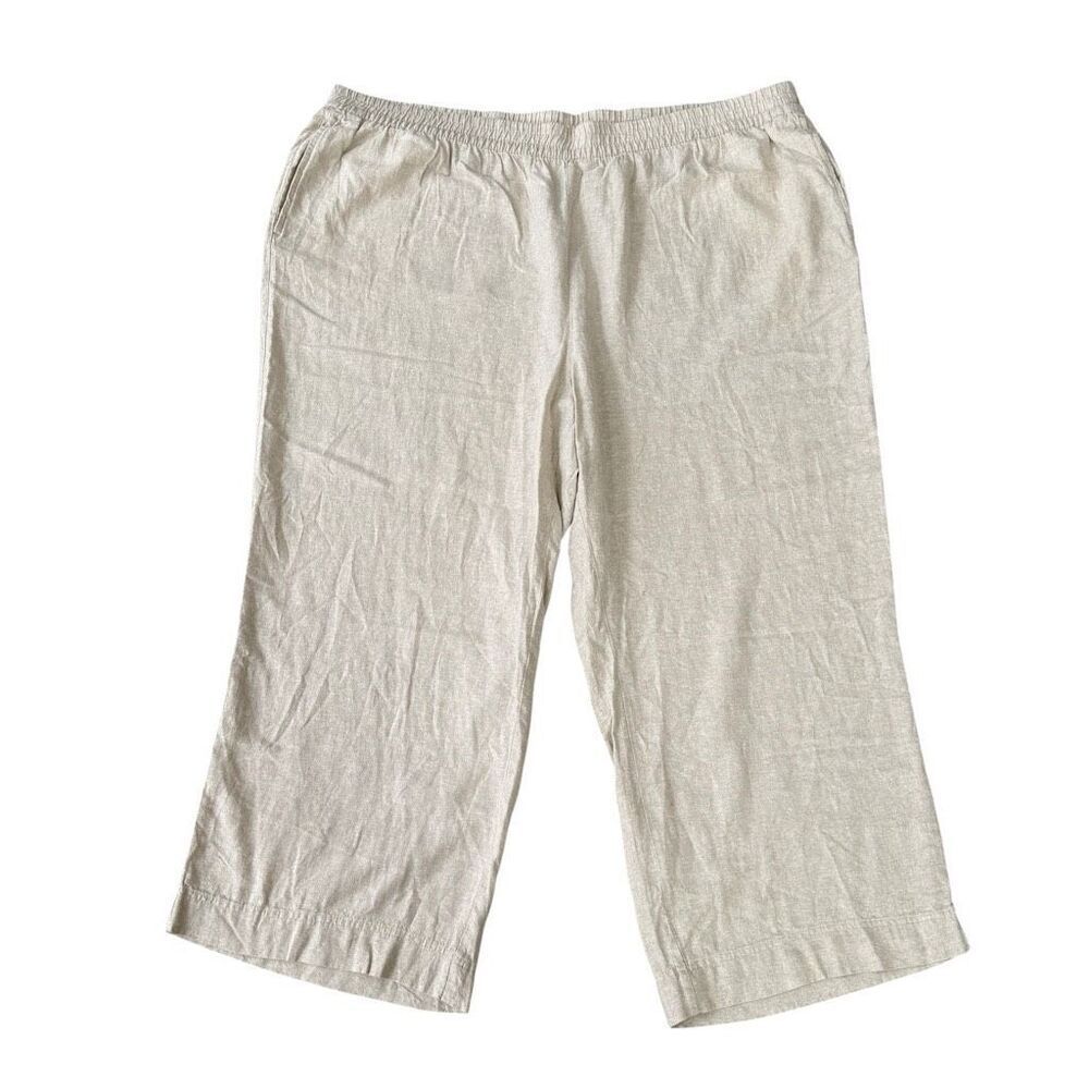 Old Navy Linen Blend Straight Pants oatmeal High Rise comfort waistband 4X NWT